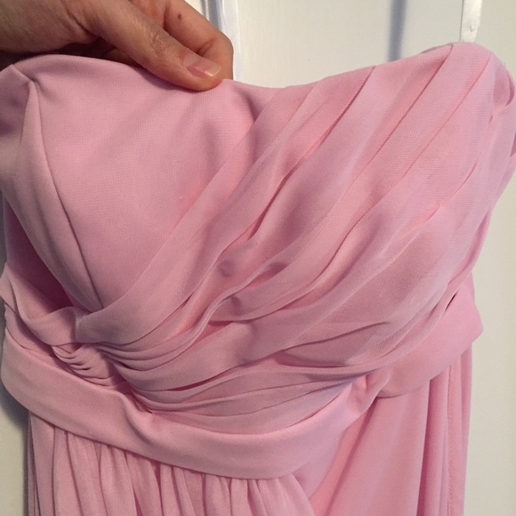 DAVID'S BRIDAL LONG STRAPLESS TICKLED PINK SIZE 2 - Picture 5 of 6