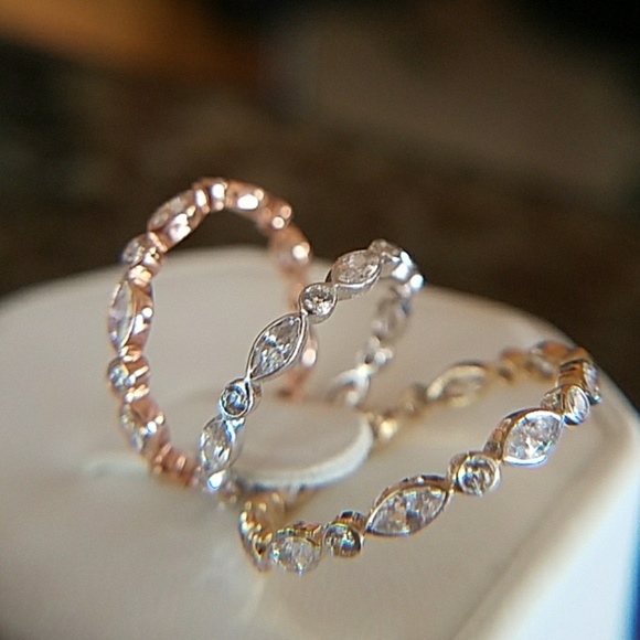 14k Solid Yellow, White or Rose Gold Eternity Band - Picture 2 of 8