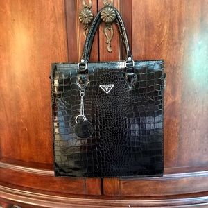 "Designer Inspired" Jet-black Crocodile Bag
