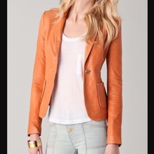 Like New Rachel Zoe Leather Blazer Pumpkin/Orange
