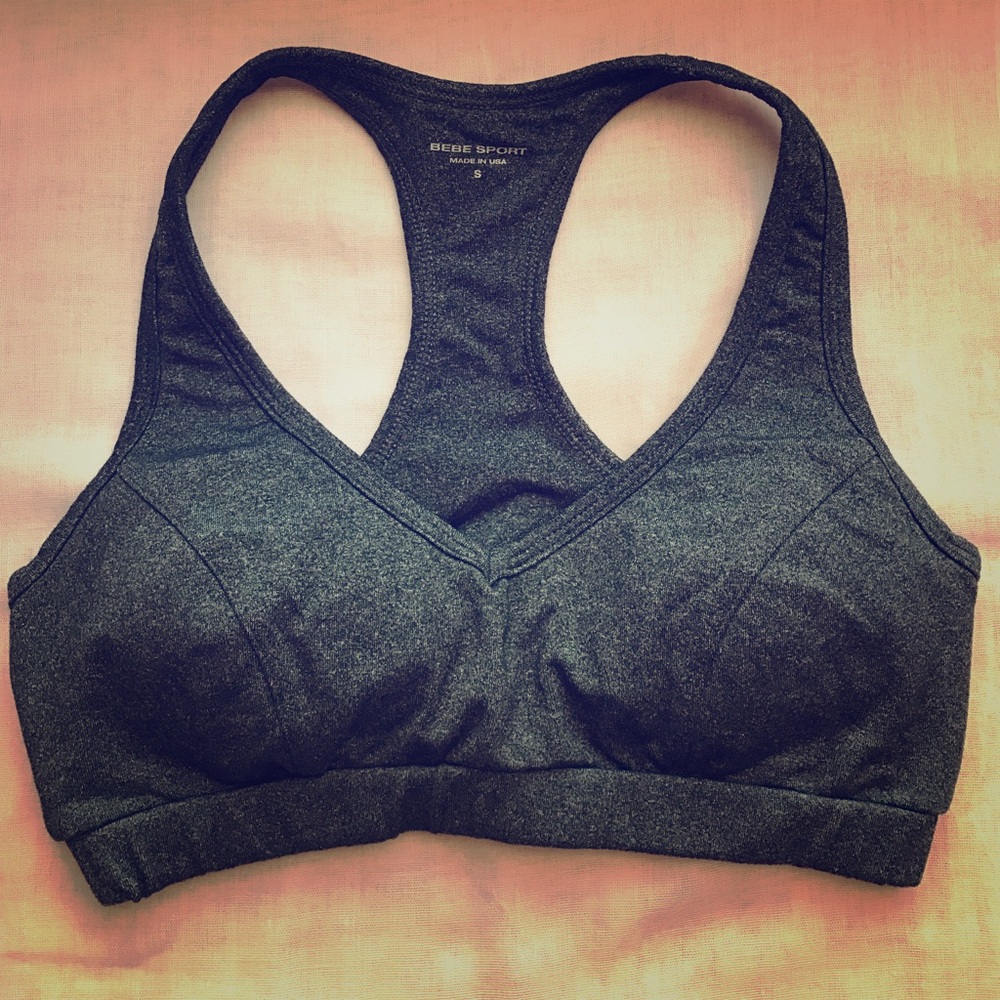 💜TODAY ONLY💜 BEBE SPORT V-Neck Grey Sports Bra