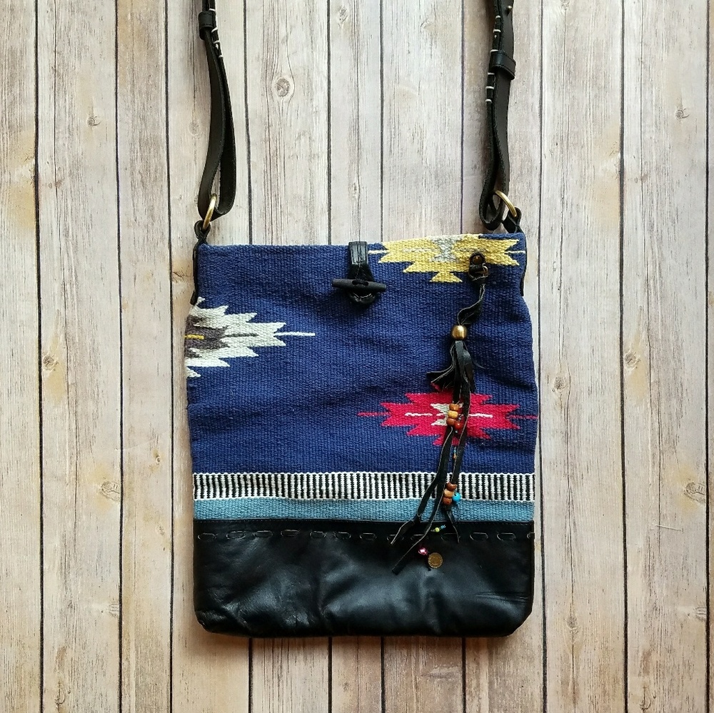 Anthropologie Festival Tribal Carpet Leather Bag