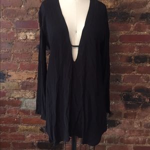 Reformation black plunging neckline mini dress