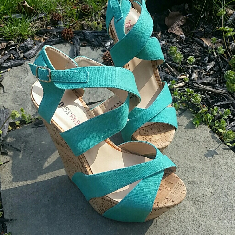 Aqua Wedge Sandals