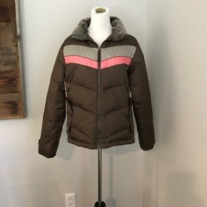 Size medium, down jacket with fur collar
