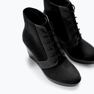 Zara Black Wedge Booties