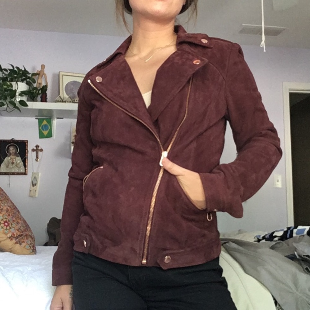 Suede moto jacket by Ted Baker