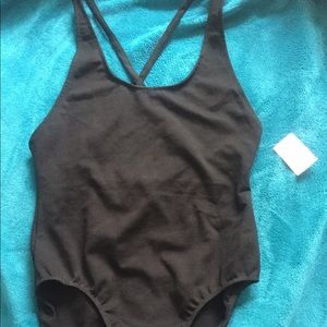 NWT Black Bodysuit with Strappy Back