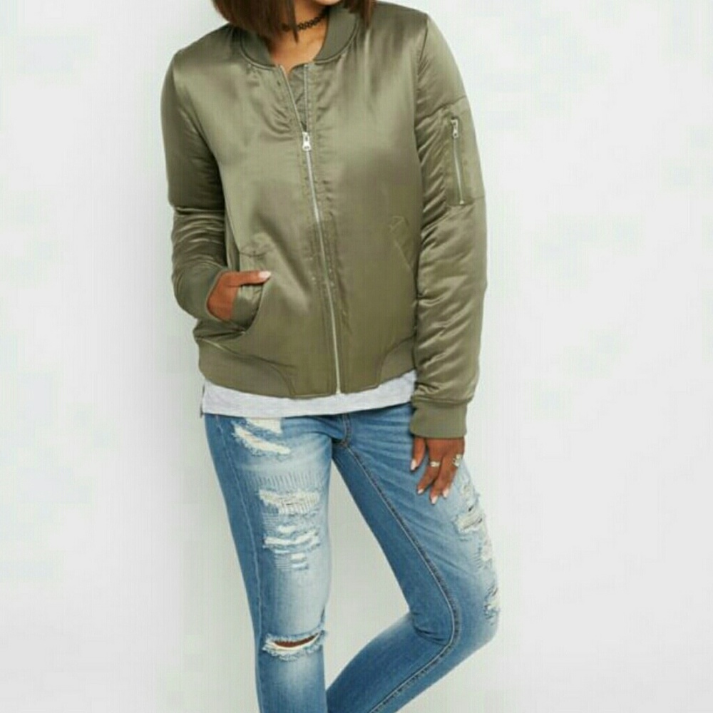 Rue 21 Green Puffer Bomber Jacket