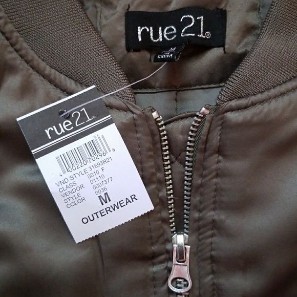 Rue 21 Green Puffer Bomber Jacket - Picture 3 of 3