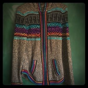 Up cycled alpaca hooded sweater from Cusco, Peru.