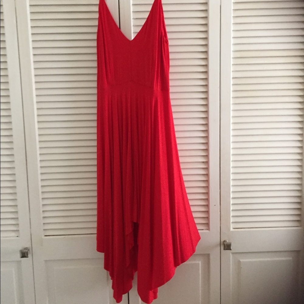 Red jersey spaghetti strap dress large never worn