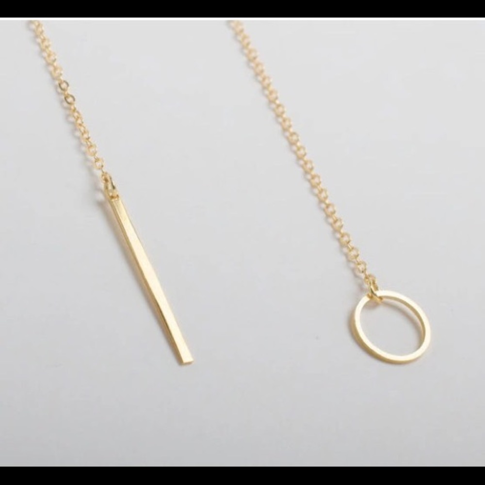 Gold bar circle necklace - Picture 2 of 2