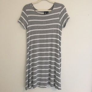 Grey striped t-shirt dress