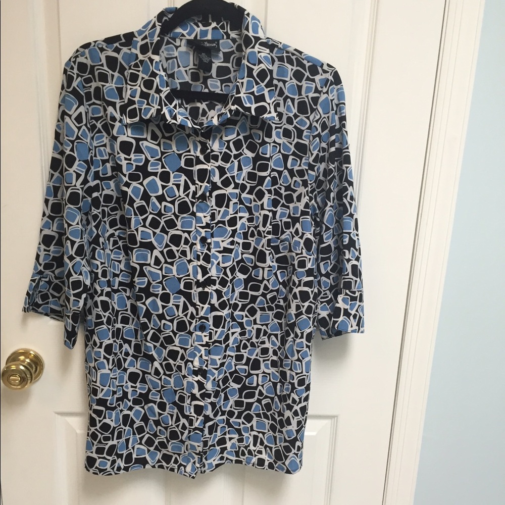 Maggie Barnes button front career blouse