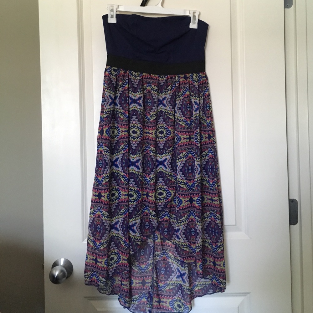 Fun Strapless Print High Low Dress