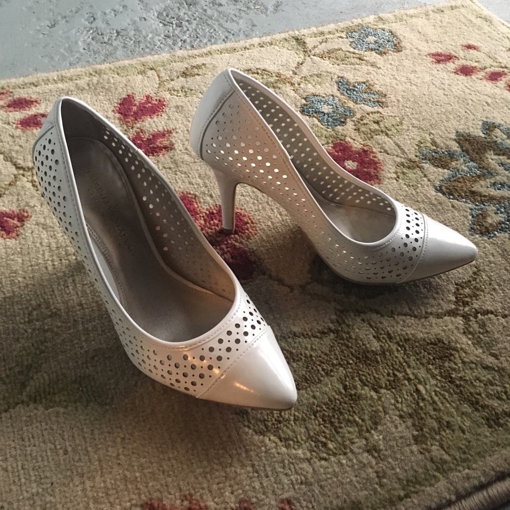 White mesh heels