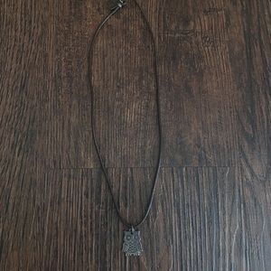 James Avery owl brown leather chain necklace