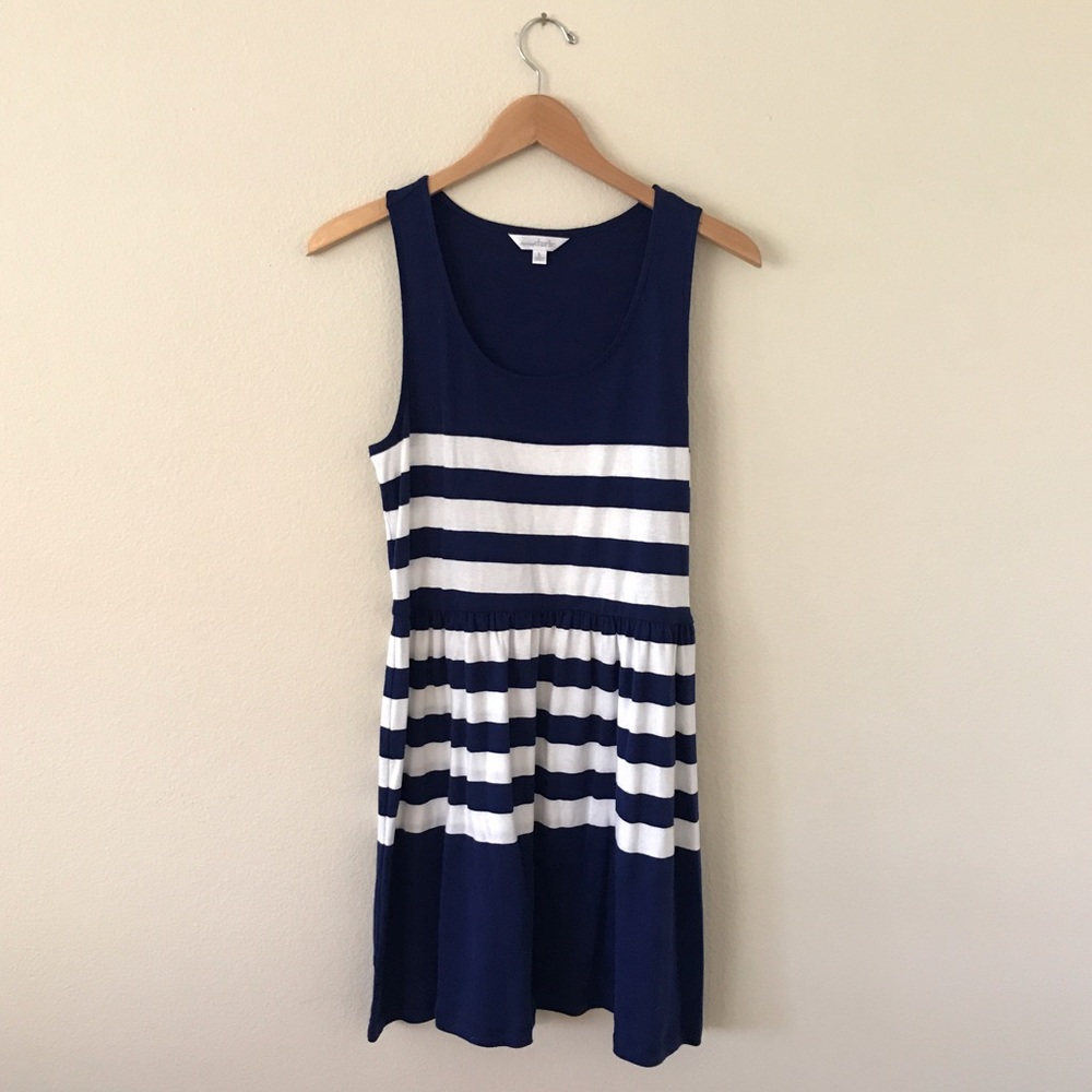 Navy and white striped dress