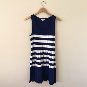 Navy and white striped dress