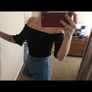 Zara off the shoulder lace top