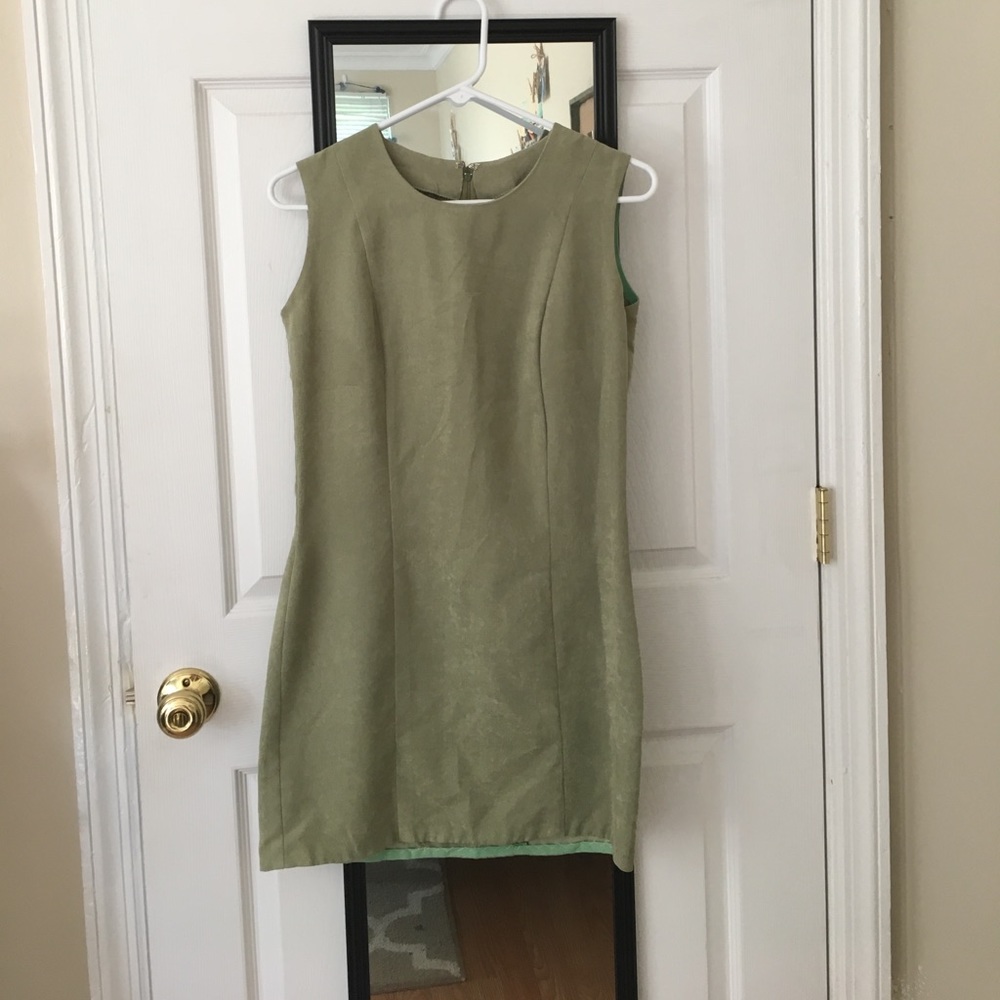 Light green suede mini dress