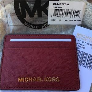 NEW Michael Kors saffiano leather card holder