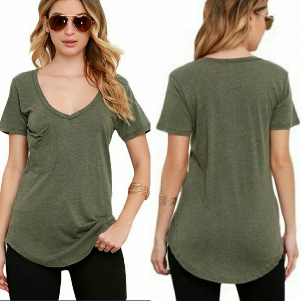 Olive T-shirt Front Pocket