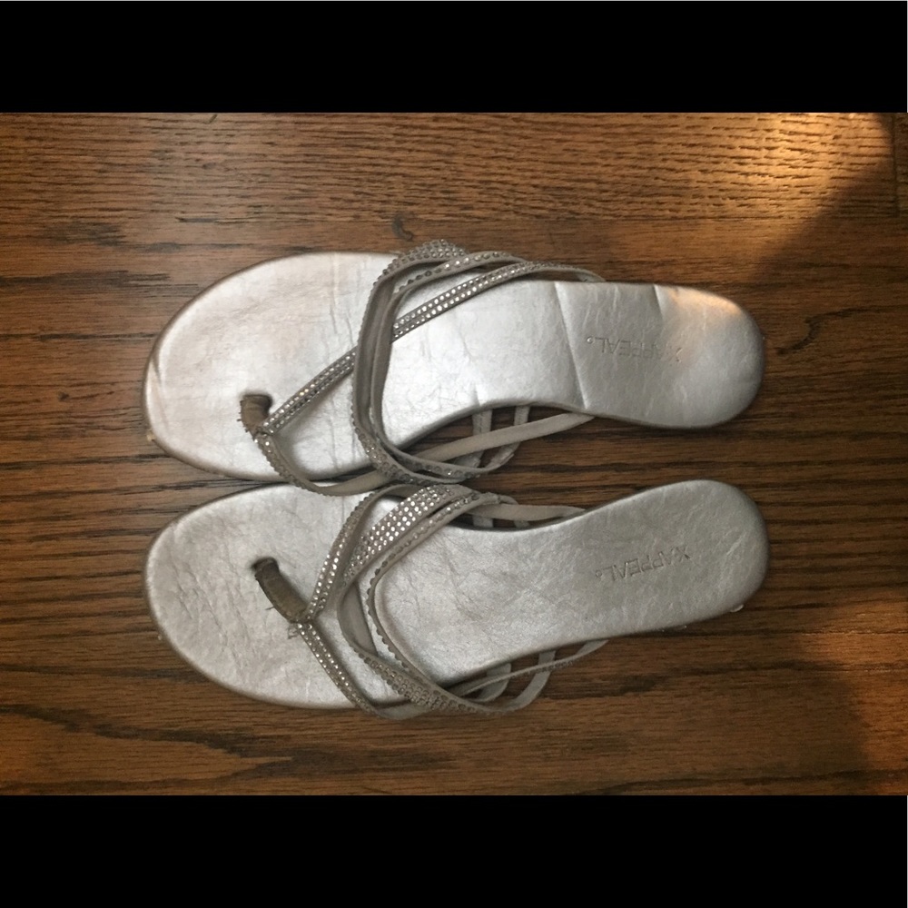 silver designer flip flops