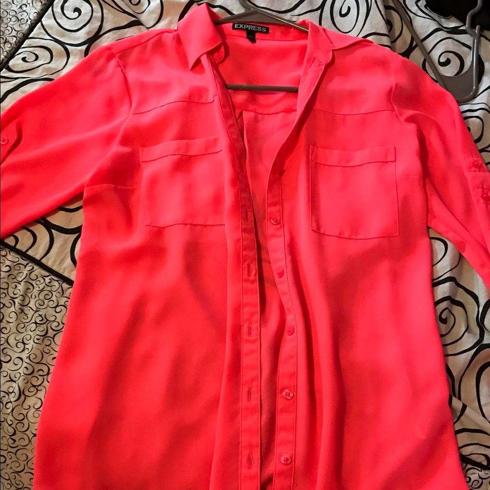 Pink express button up