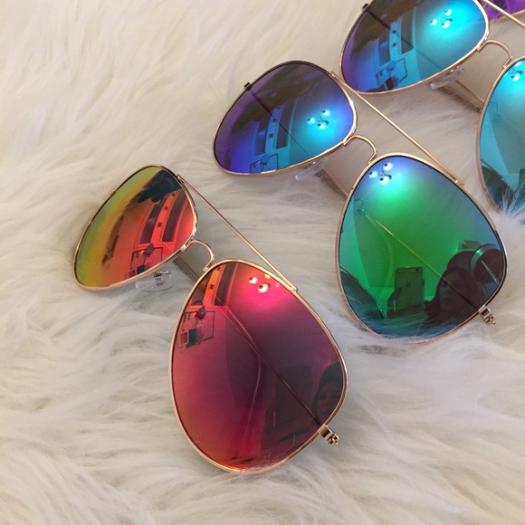 •last 1• RoseGold Framed Hot Pink Mirrored Aviator - Picture 2 of 8