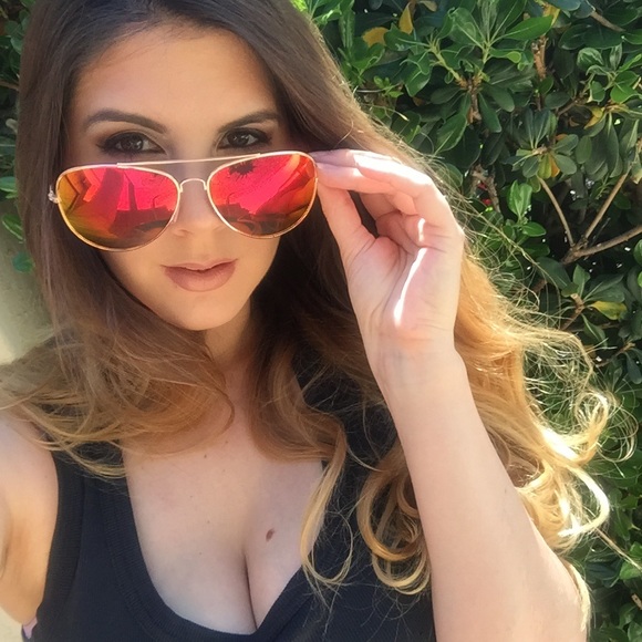 •last 1• RoseGold Framed Hot Pink Mirrored Aviator - Picture 3 of 8