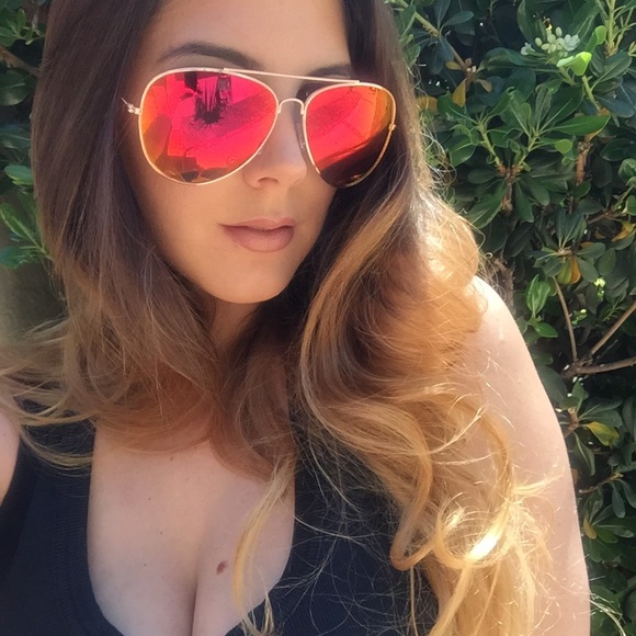 •last 1• RoseGold Framed Hot Pink Mirrored Aviator - Picture 5 of 8