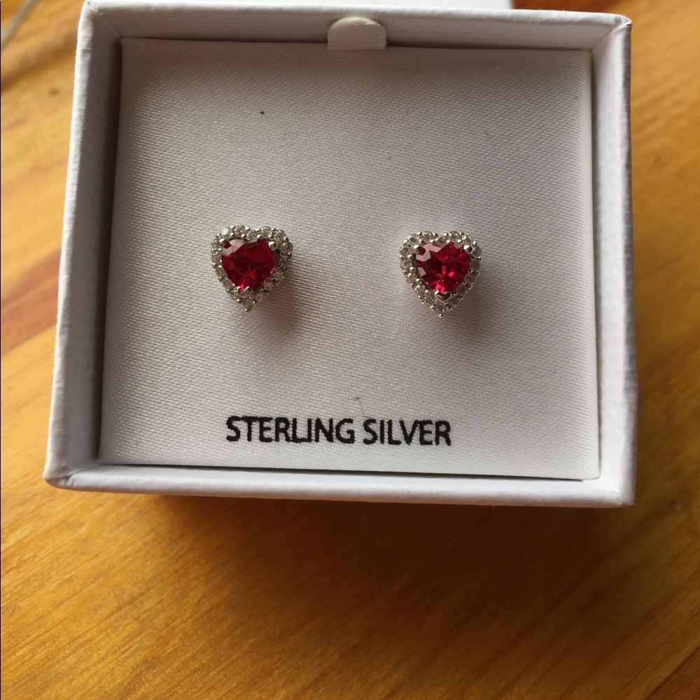 Red sterling silver earrings