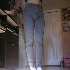 Grey high waisted skinny jeans