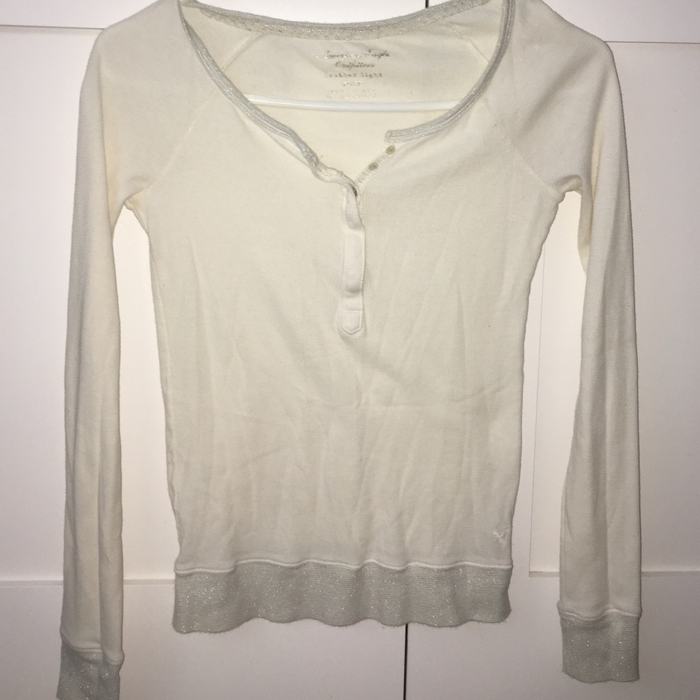 American Eagle Cream Henley
