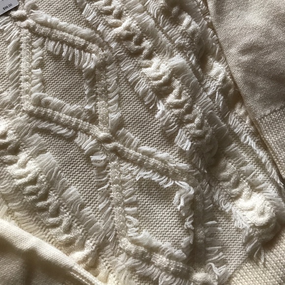 NWT J.Crew Cable Crewneck Sweater with Fringe - Picture 4 of 5