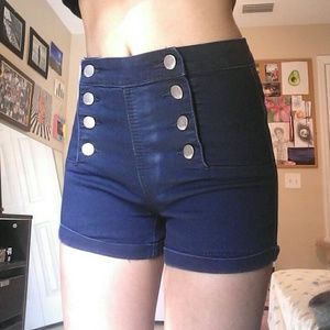Blue high waisted shorts