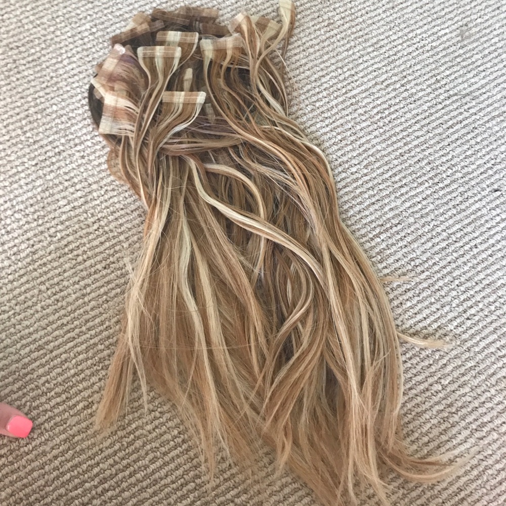 Glam Seamless 16" Tape-In Extensions--Worn once!
