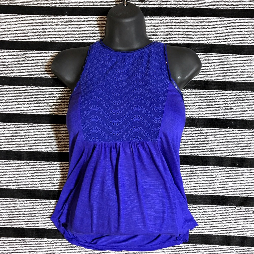 Royal Navy Blue Racerback Sequin Top (XS)