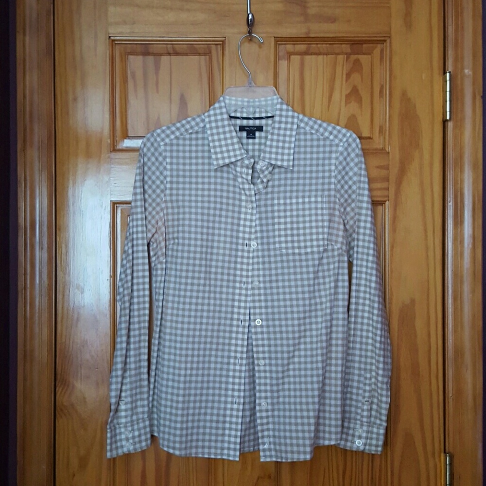 Nautica gingham button down top
