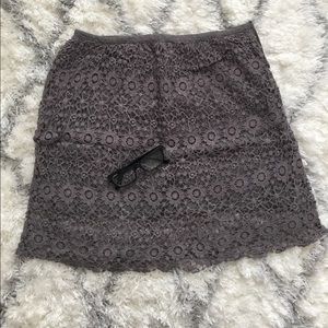 Gray Crochet Lace Overlay Short skirt