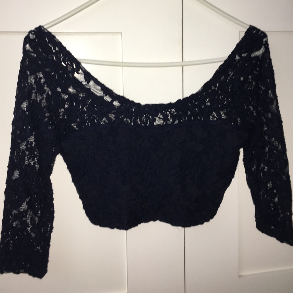 Abercrombie & Fitch Navy Rose Laced Crop Top