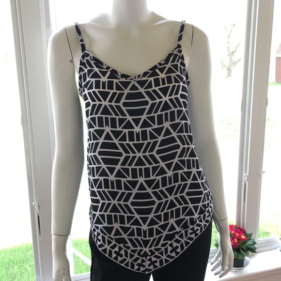 NEW INC asymmetrical black white cami long top - Picture 5 of 5