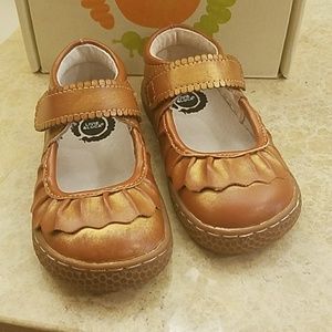 Livie & Luca Leather Mary Janes in Honey Gold