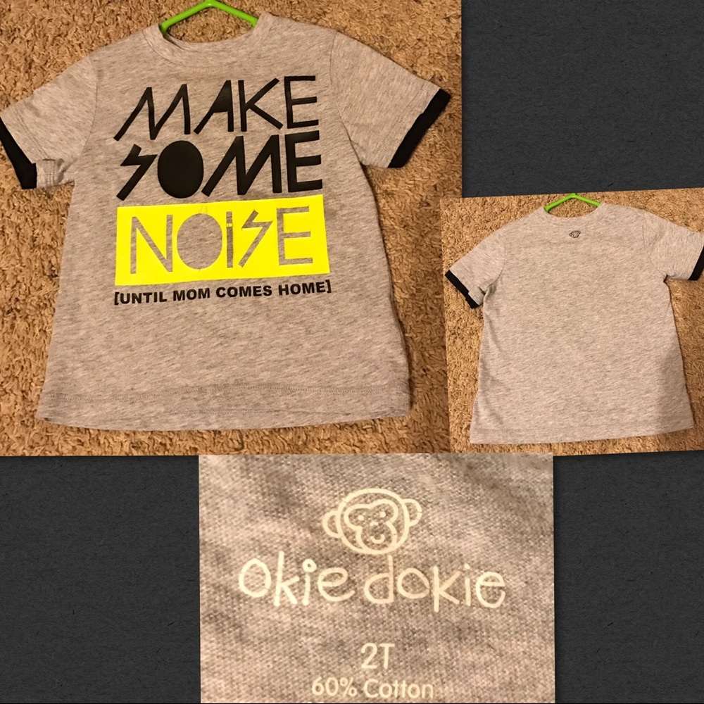 Okie Dokie Grey Shirt. "Make Some Noise" size 2T