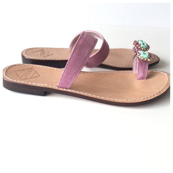 Emanuela Caruso Pink Suede Jeweled Slides - Picture 3 of 8