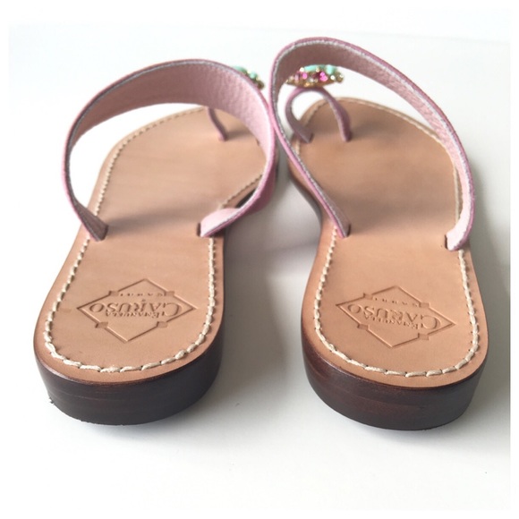 Emanuela Caruso Pink Suede Jeweled Slides - Picture 4 of 8