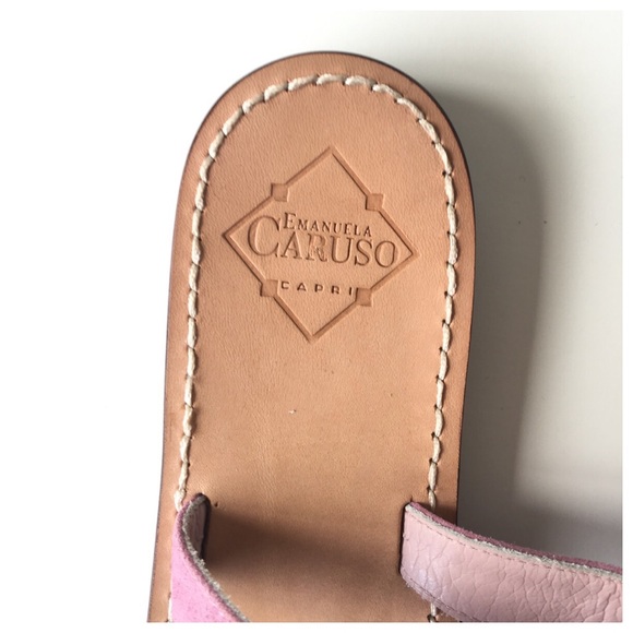 Emanuela Caruso Pink Suede Jeweled Slides - Picture 8 of 8