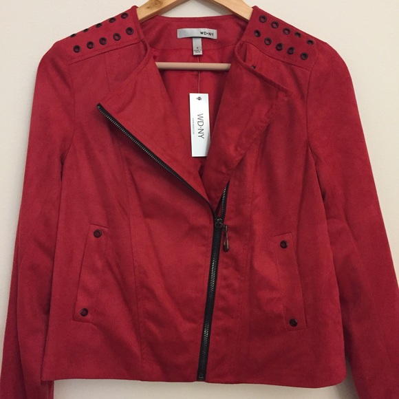 NWT Deep Red Spring Suede Moto Jacket - Picture 3 of 8